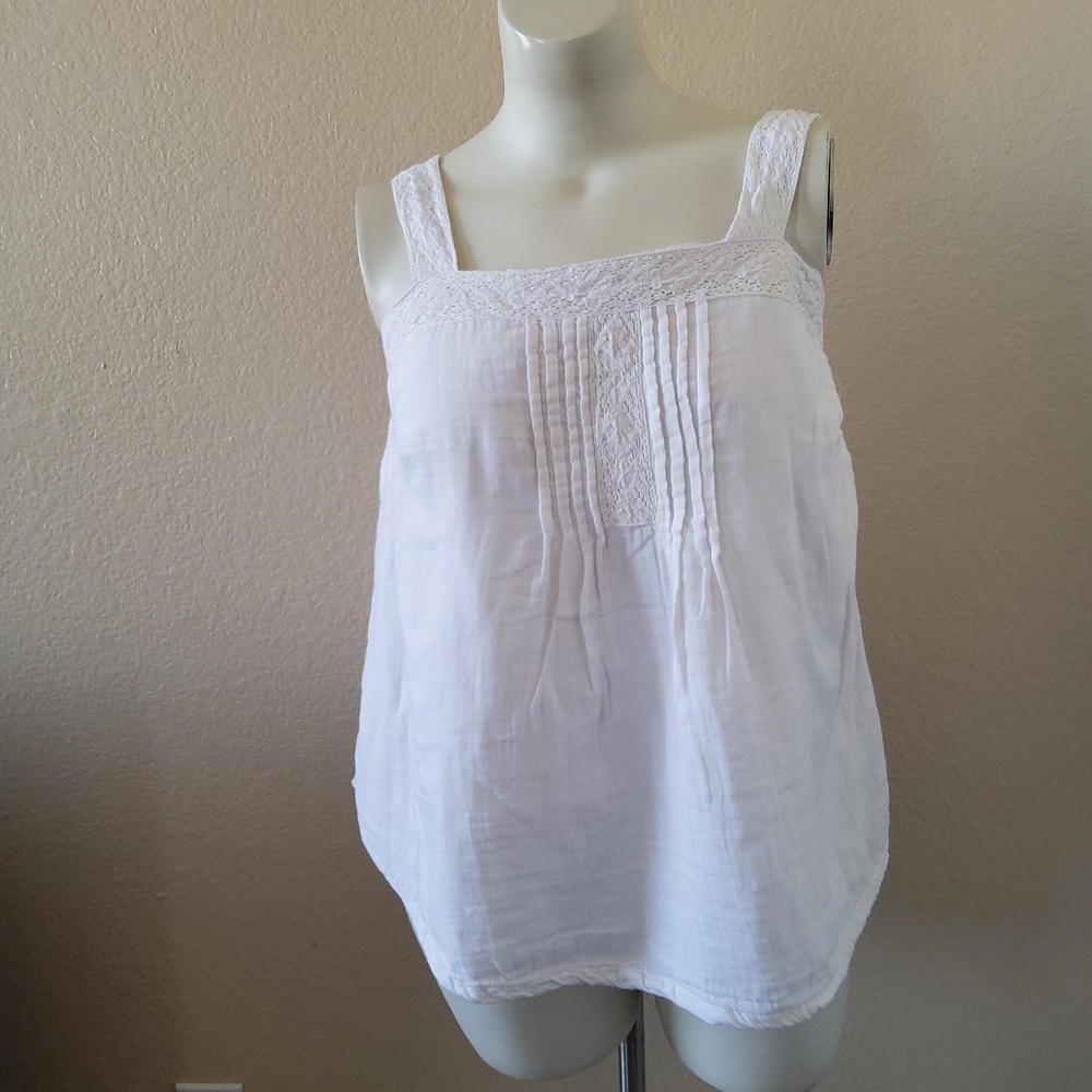 Lane Bryant white embroidered Classic Square-Neck Tank Top Size 16 - Picture 2 of 9